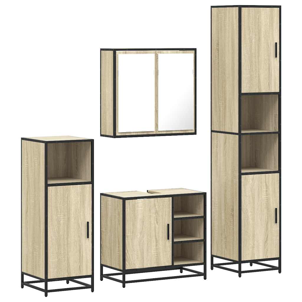 vidaXL 4 Piece Bathroom Furniture Set Sonoma Oak Engineered Wood