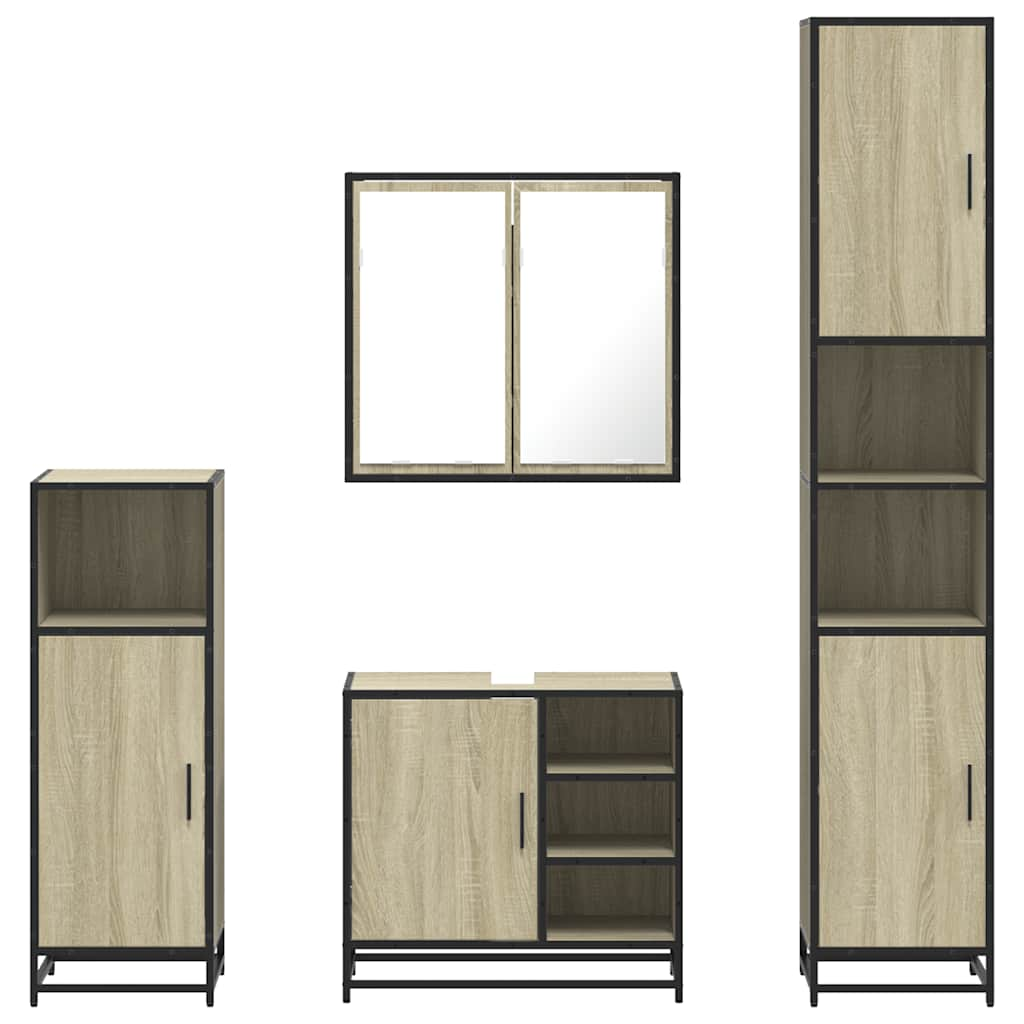 vidaXL 4 Piece Bathroom Furniture Set Sonoma Oak Engineered Wood