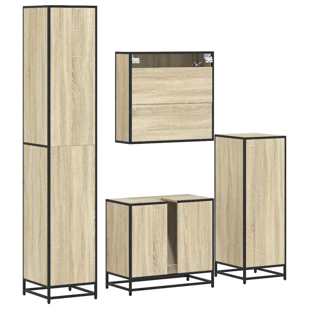 vidaXL 4 Piece Bathroom Furniture Set Sonoma Oak Engineered Wood