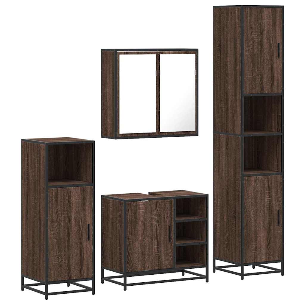 vidaXL 4 Piece Bathroom Furniture Set Brown Oak Engineered Wood