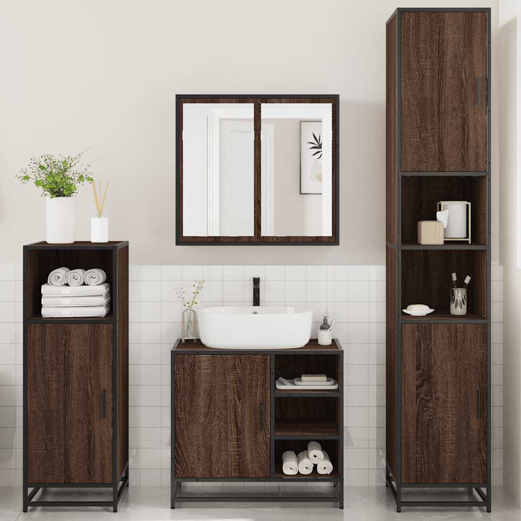 vidaXL 4 Piece Bathroom Furniture Set Brown Oak Engineered Wood