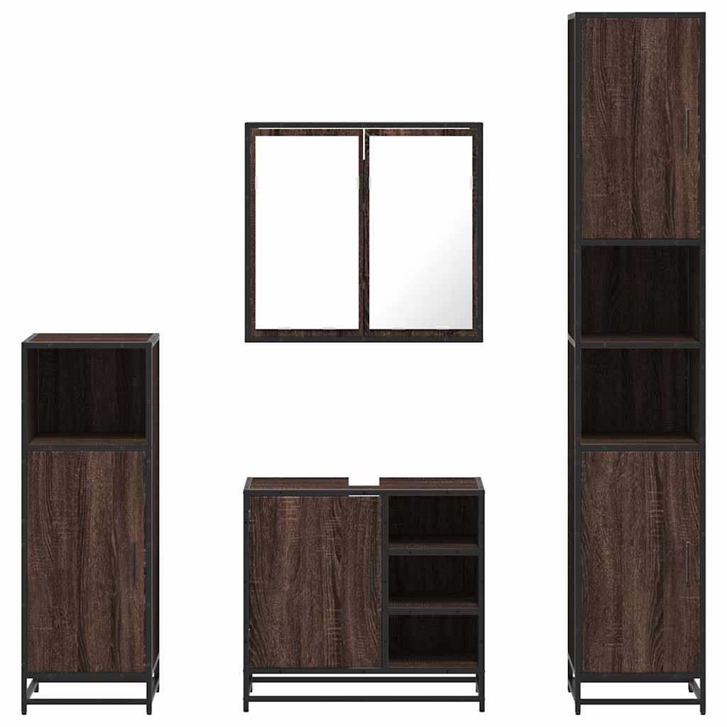 vidaXL 4 Piece Bathroom Furniture Set Brown Oak Engineered Wood