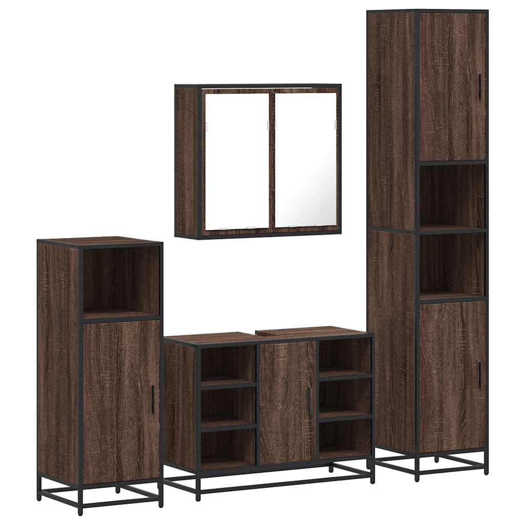 vidaXL 4 Piece Bathroom Furniture Set Brown Oak Engineered Wood