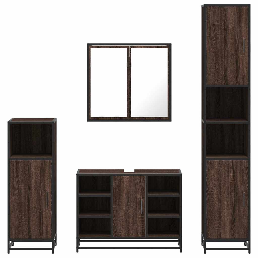 vidaXL 4 Piece Bathroom Furniture Set Brown Oak Engineered Wood