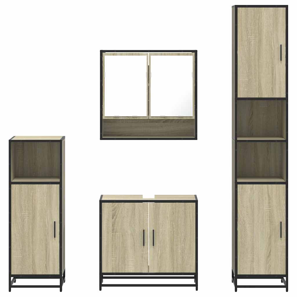 vidaXL 4 Piece Bathroom Furniture Set Sonoma Oak Engineered Wood