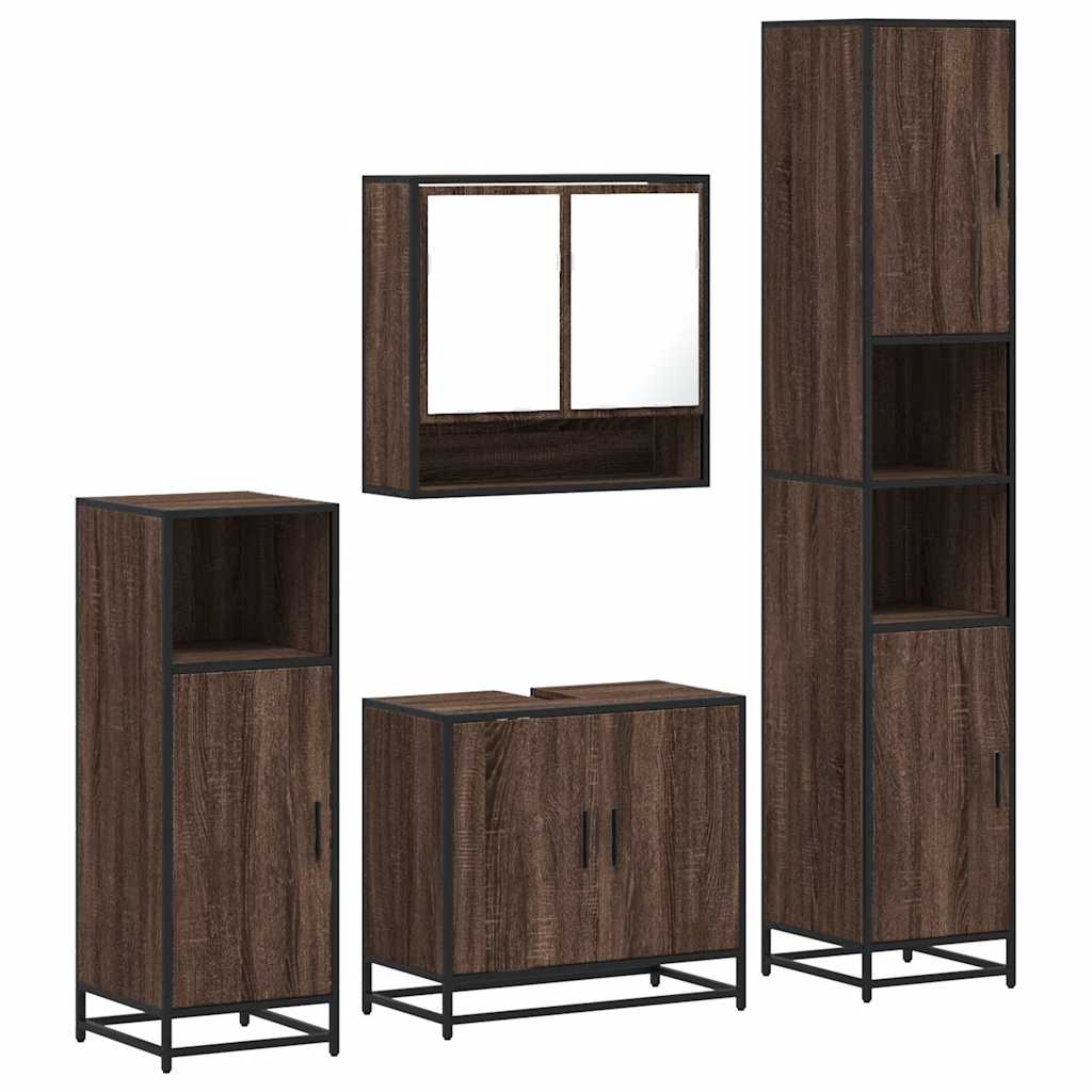 vidaXL 4 Piece Bathroom Furniture Set Brown Oak Engineered Wood