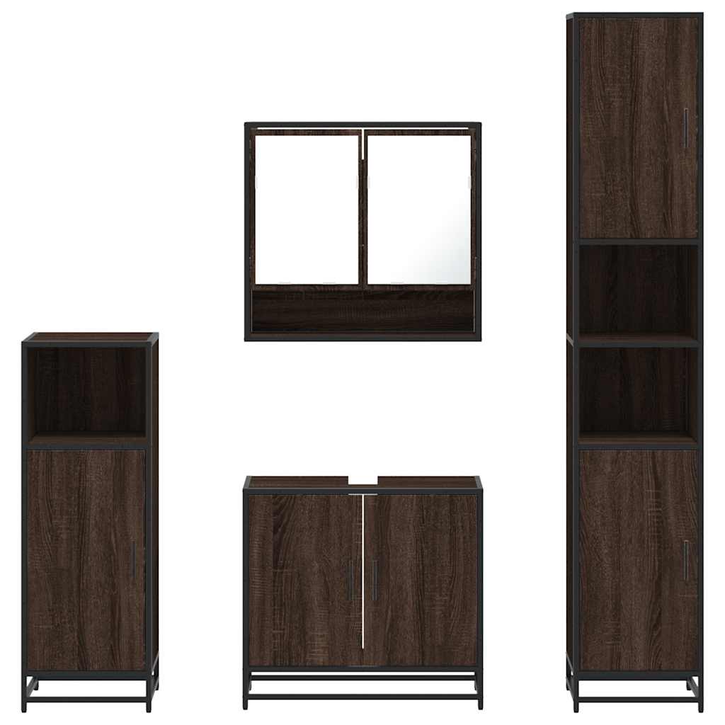 vidaXL 4 Piece Bathroom Furniture Set Brown Oak Engineered Wood