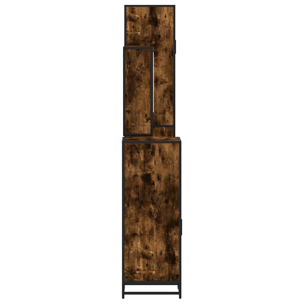 4 Piece Bathroom Furniture Set Smoked Oak Engineered Wood