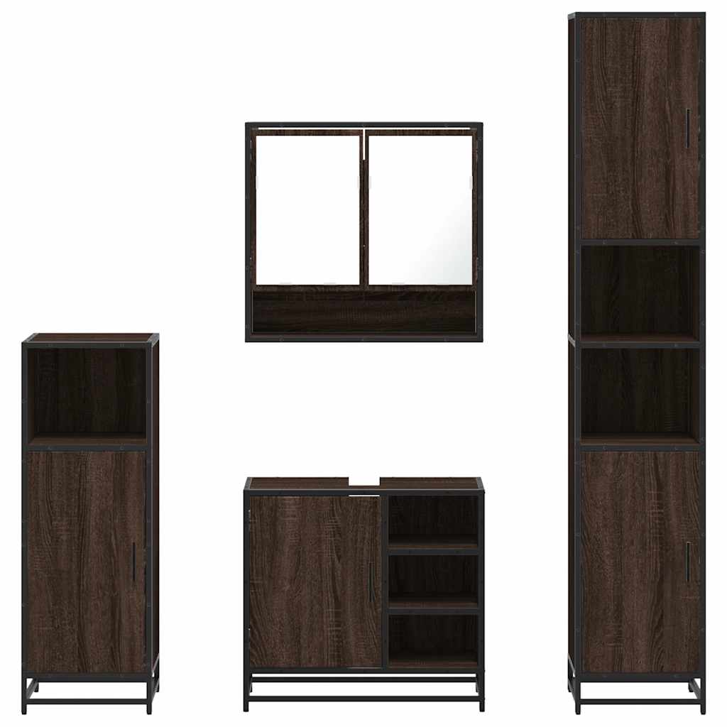 vidaXL 4 Piece Bathroom Furniture Set Brown Oak Engineered Wood