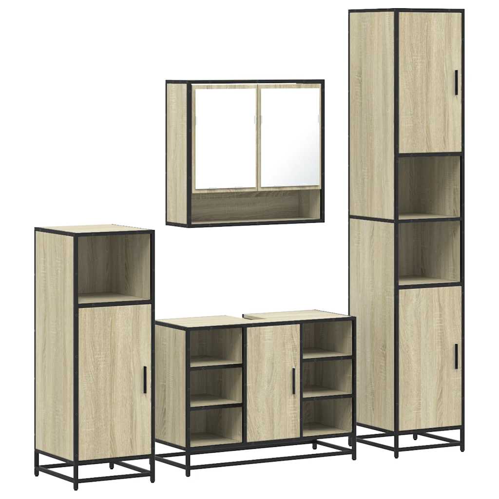 vidaXL 4 Piece Bathroom Furniture Set Sonoma Oak Engineered Wood