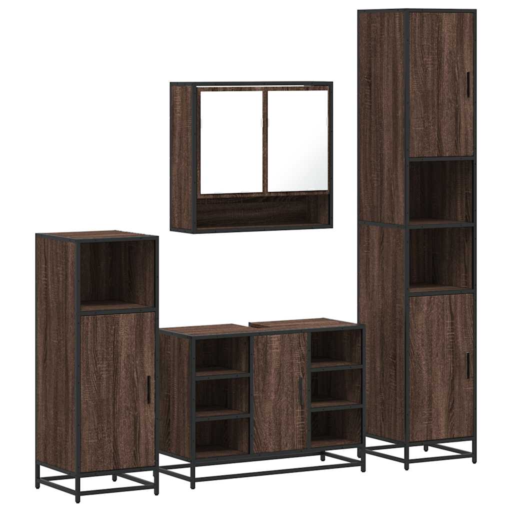 vidaXL 4 Piece Bathroom Furniture Set Brown Oak Engineered Wood