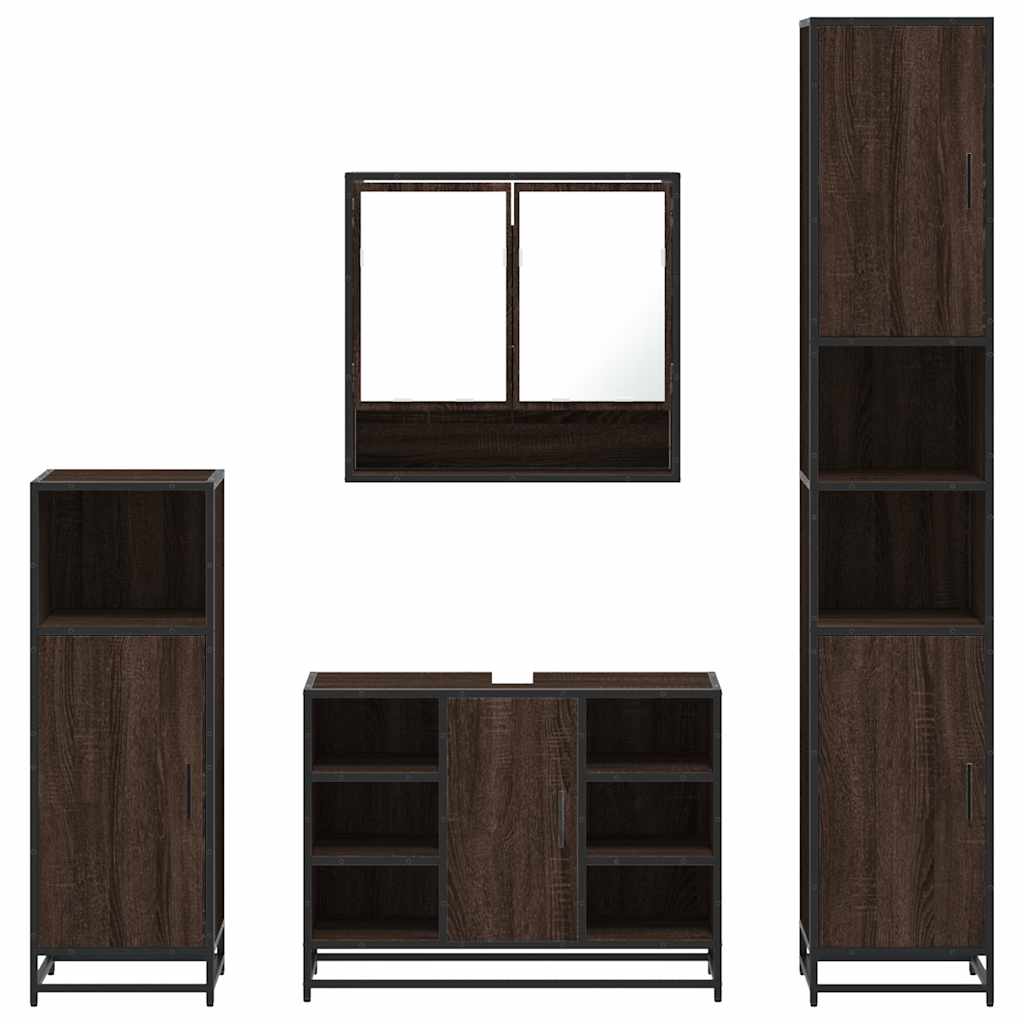 vidaXL 4 Piece Bathroom Furniture Set Brown Oak Engineered Wood