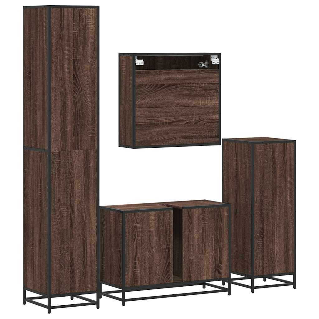 vidaXL 4 Piece Bathroom Furniture Set Brown Oak Engineered Wood