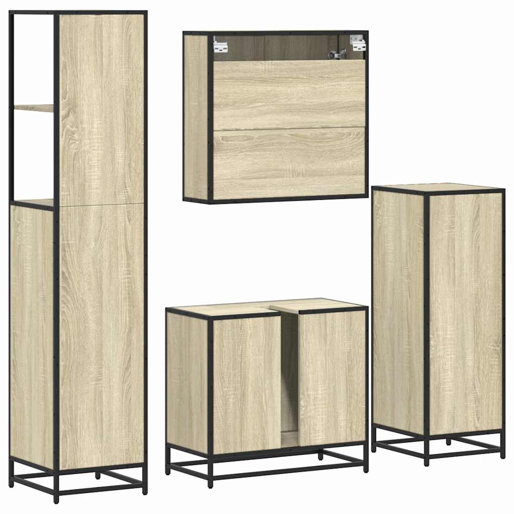 vidaXL 4 Piece Bathroom Furniture Set Sonoma Oak Engineered Wood