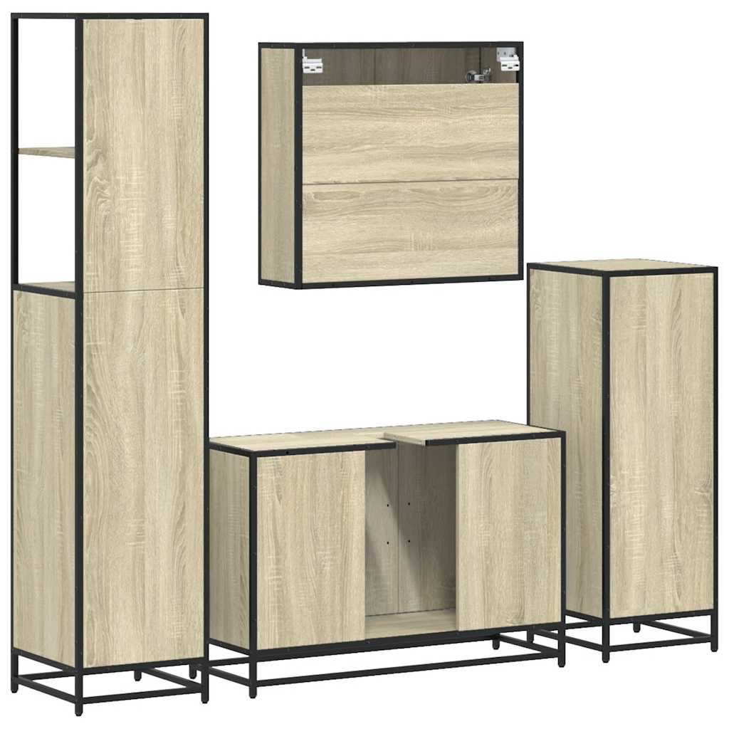 vidaXL 4 Piece Bathroom Furniture Set Sonoma Oak Engineered Wood