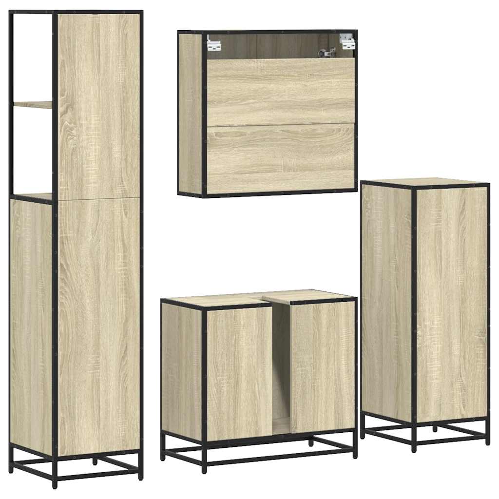 vidaXL 4 Piece Bathroom Furniture Set Sonoma Oak Engineered Wood