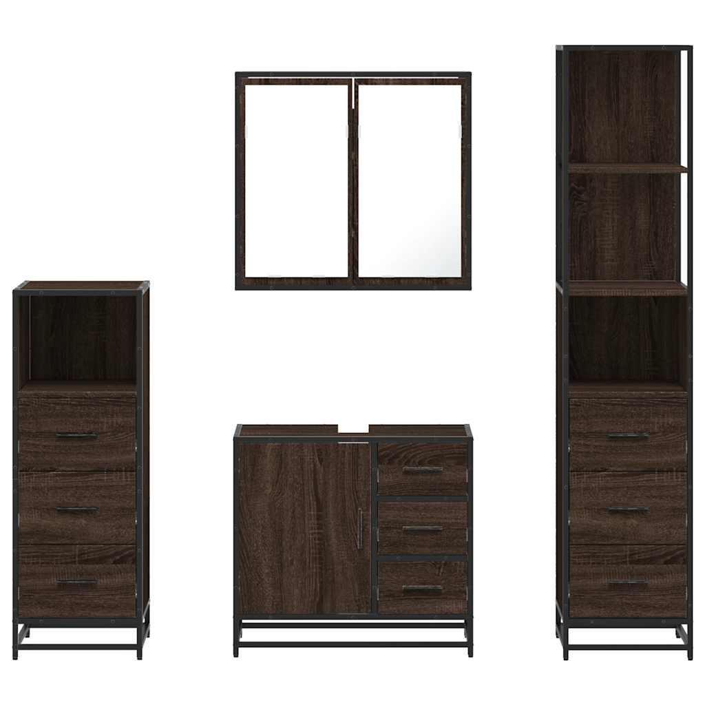 vidaXL 4 Piece Bathroom Furniture Set Brown Oak Engineered Wood