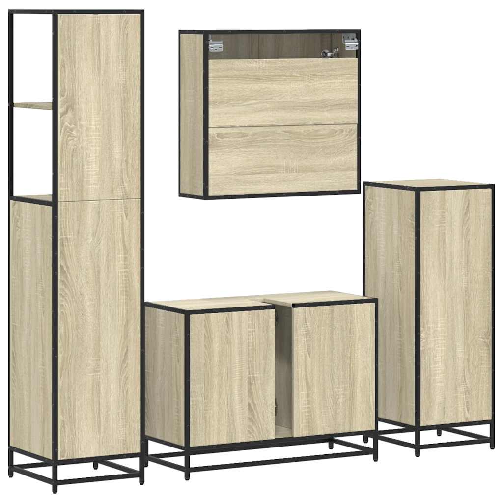 4 Piece Bathroom Furniture Set Sonoma Oak Engineered Wood