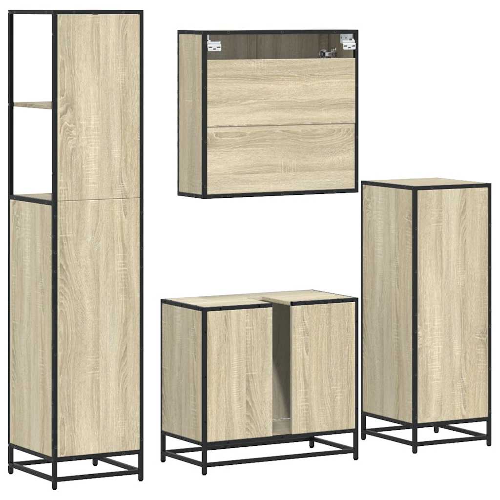 vidaXL 4 Piece Bathroom Furniture Set Sonoma Oak Engineered Wood