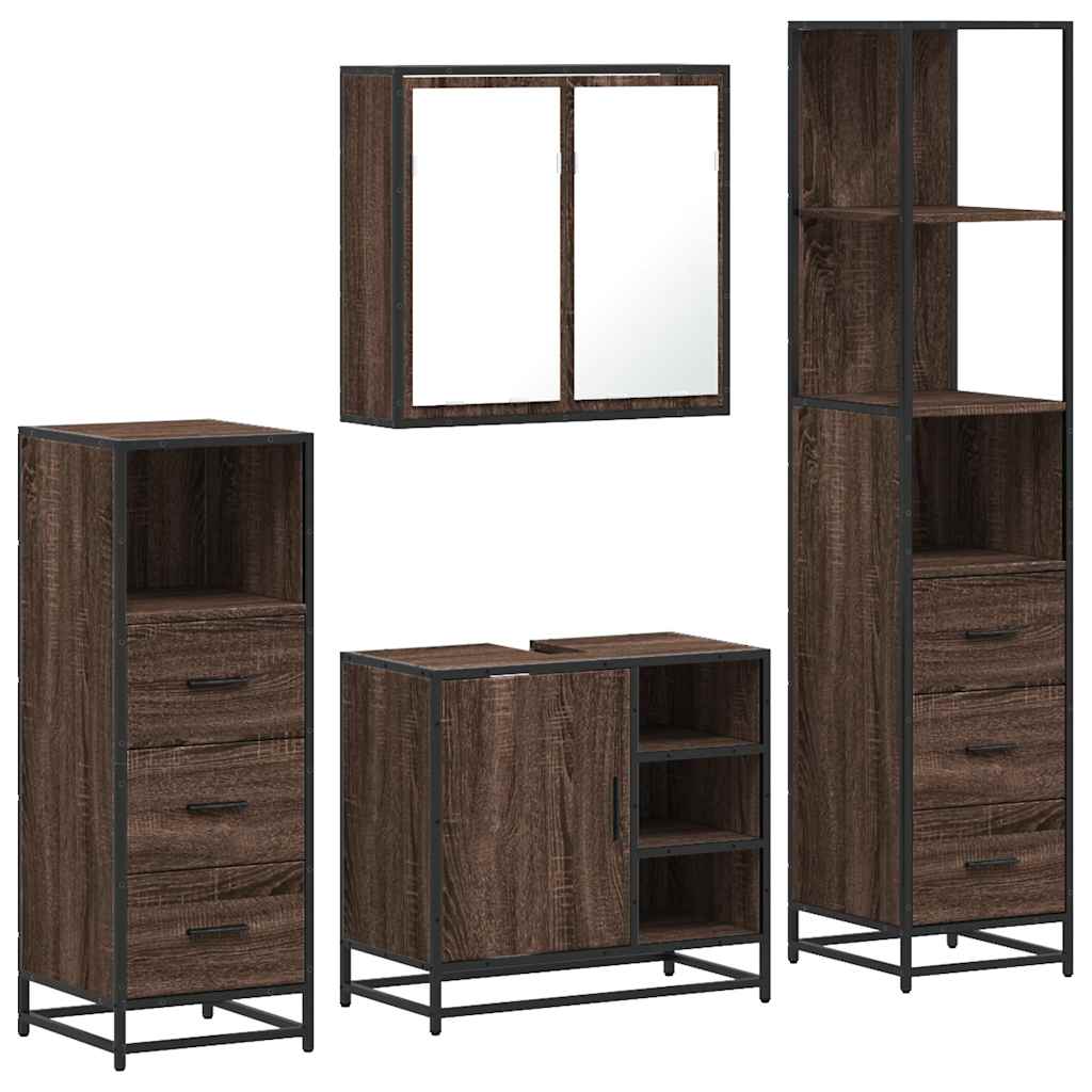 vidaXL 4 Piece Bathroom Furniture Set Brown Oak Engineered Wood