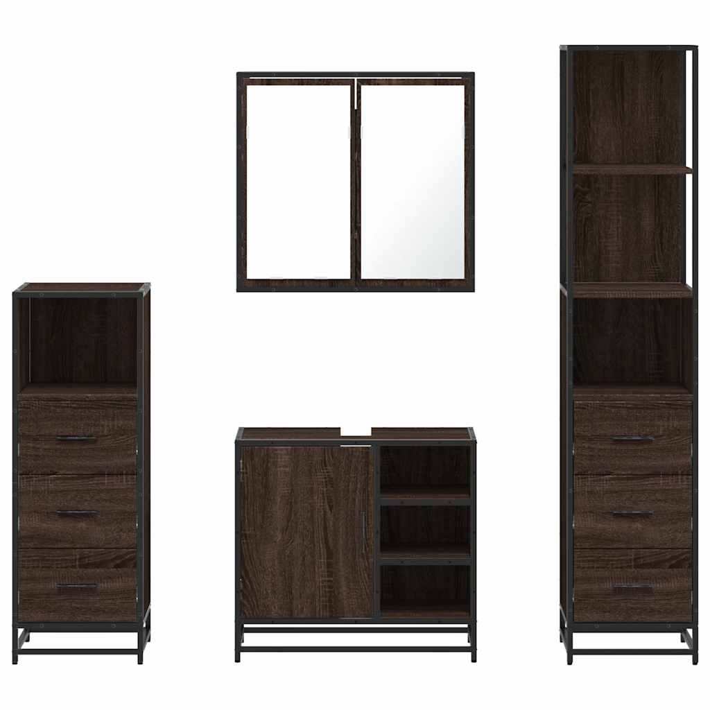 vidaXL 4 Piece Bathroom Furniture Set Brown Oak Engineered Wood