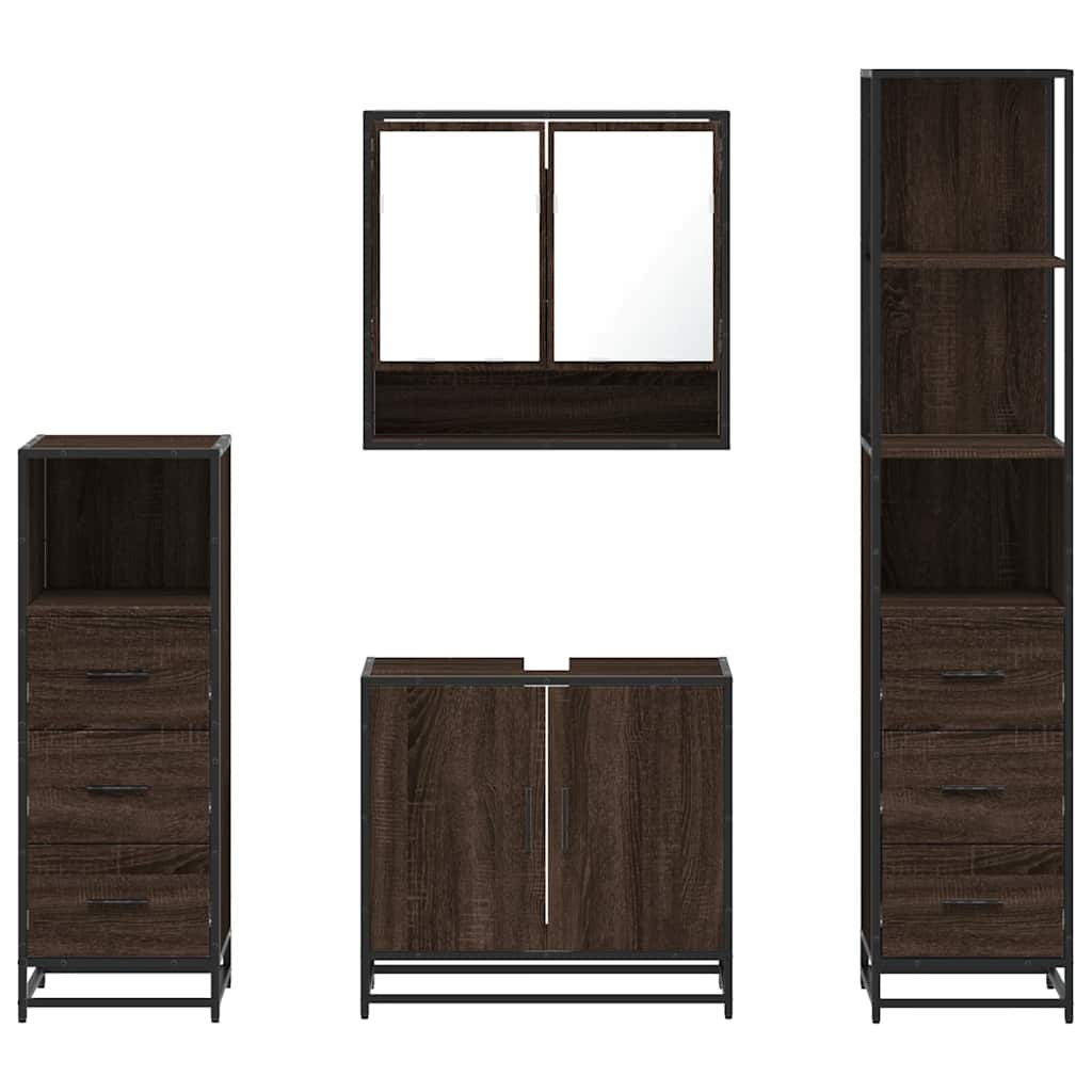 vidaXL 4 Piece Bathroom Furniture Set Brown Oak Engineered Wood