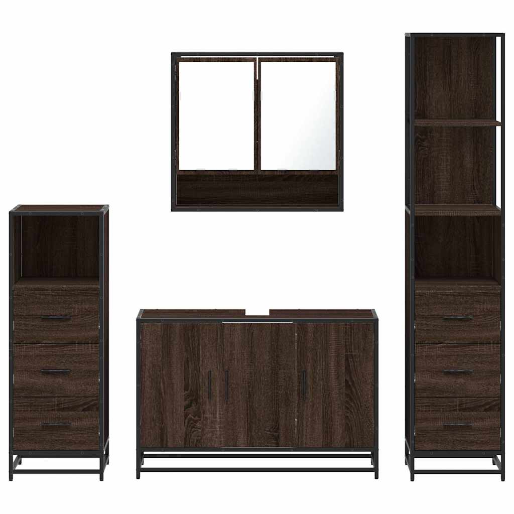 vidaXL 4 Piece Bathroom Furniture Set Brown Oak Engineered Wood