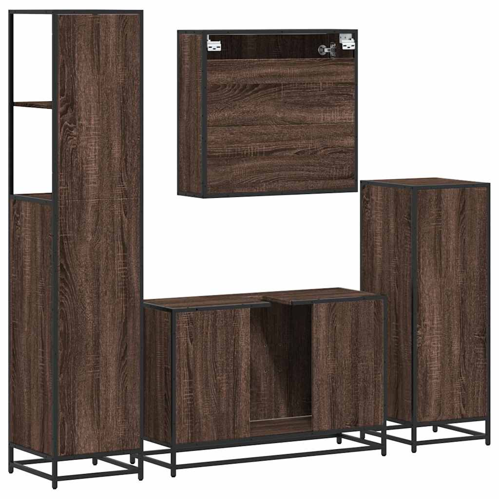 vidaXL 4 Piece Bathroom Furniture Set Brown Oak Engineered Wood