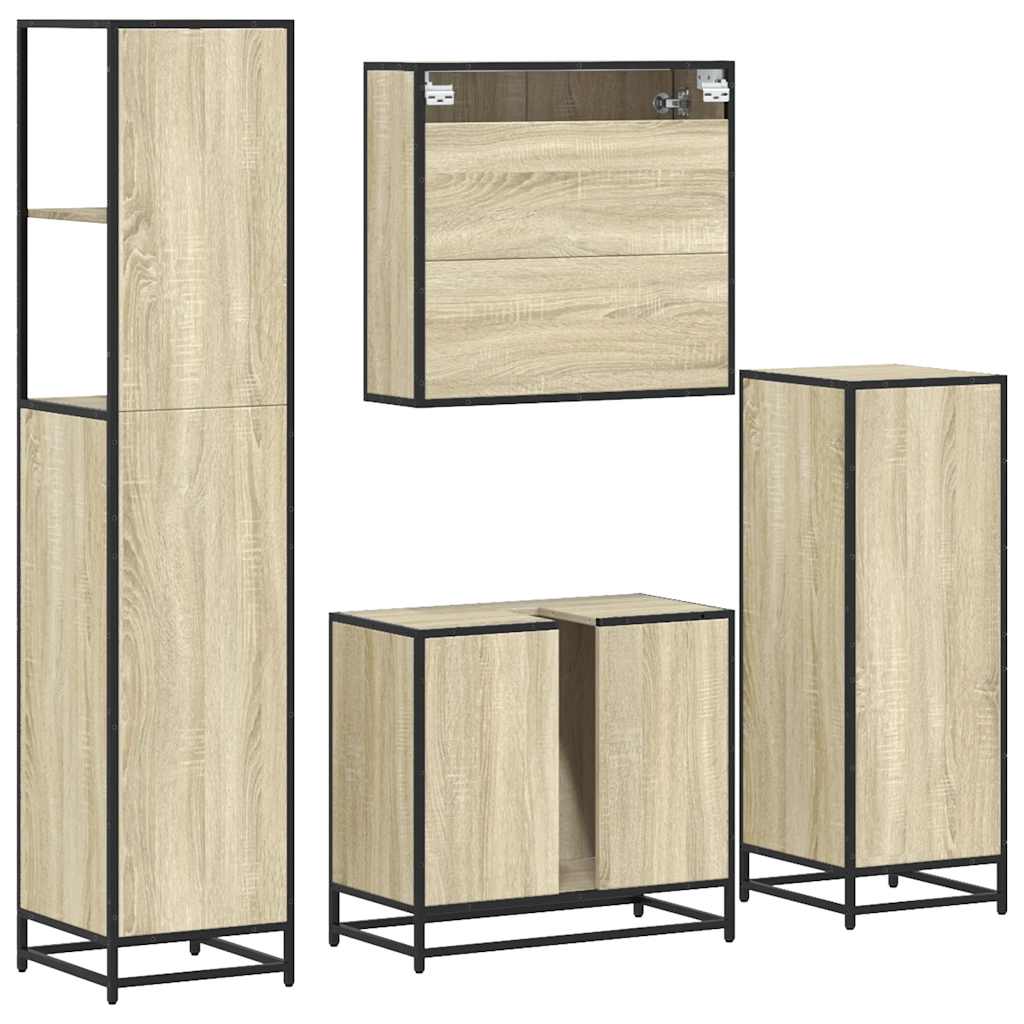 vidaXL 4 Piece Bathroom Furniture Set Sonoma Oak Engineered Wood