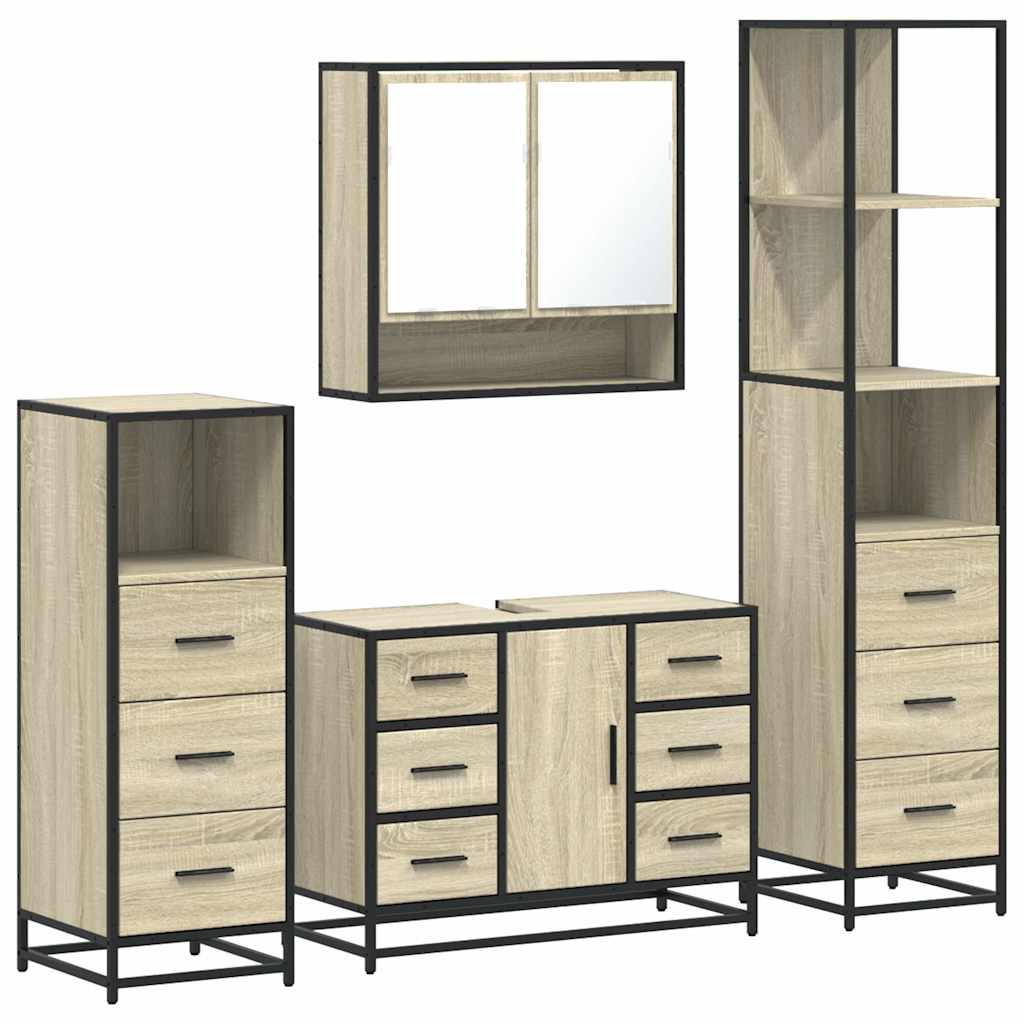 4 Piece Bathroom Furniture Set Sonoma Oak Engineered Wood