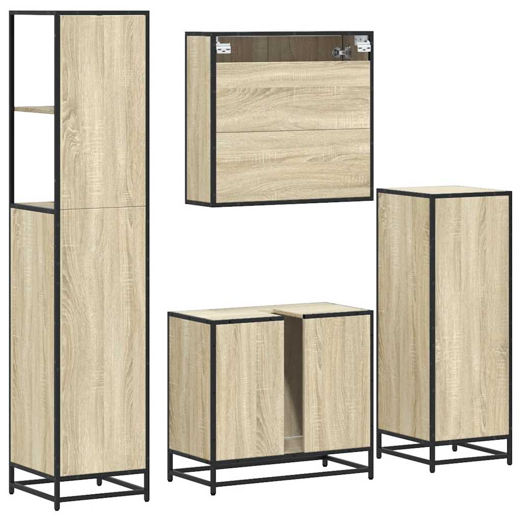 4 Piece Bathroom Furniture Set Sonoma Oak Engineered Wood