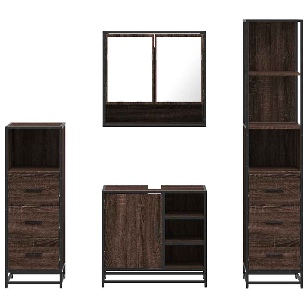 vidaXL 4 Piece Bathroom Furniture Set Brown Oak Engineered Wood