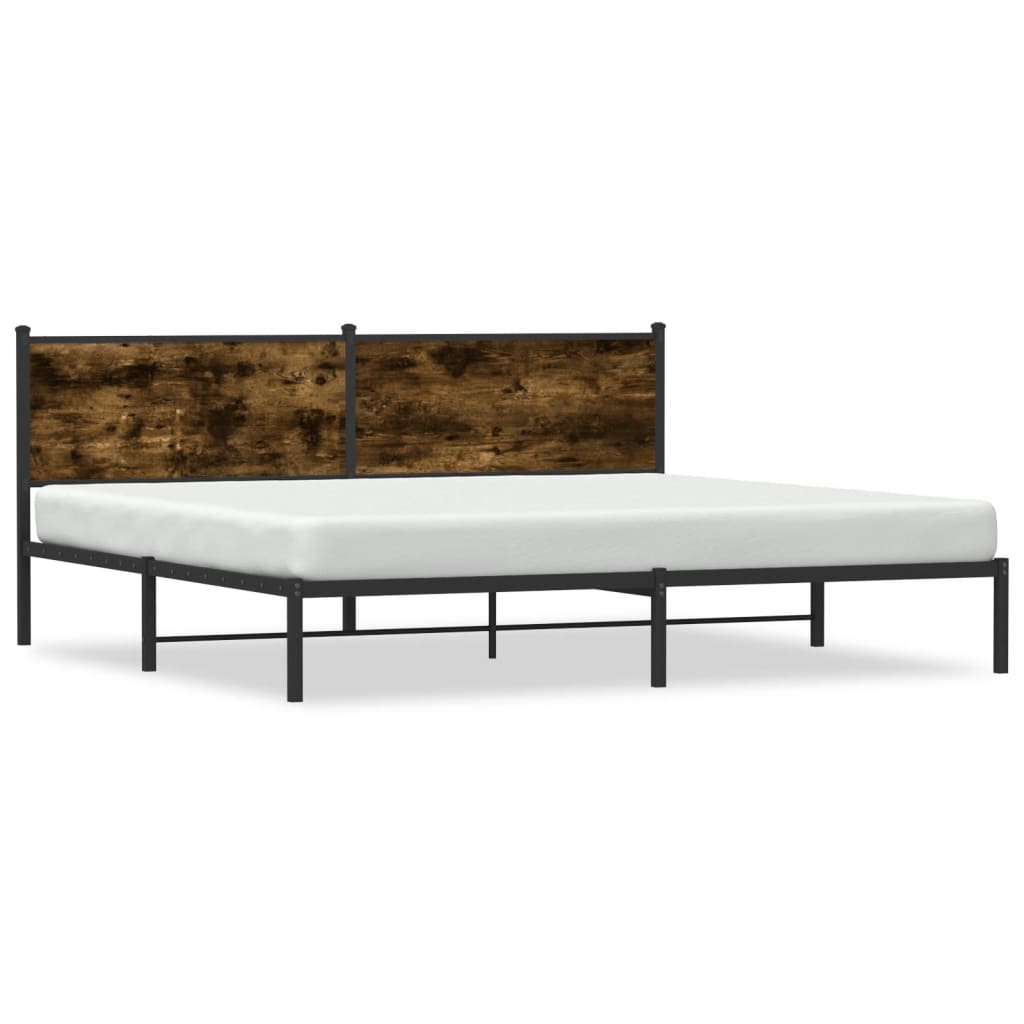 Metal Bed Frame without Mattress Smoked Oak 200x200 cm