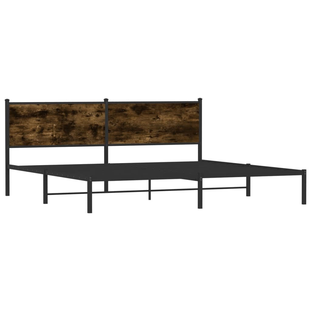 Metal Bed Frame without Mattress Smoked Oak 200x200 cm