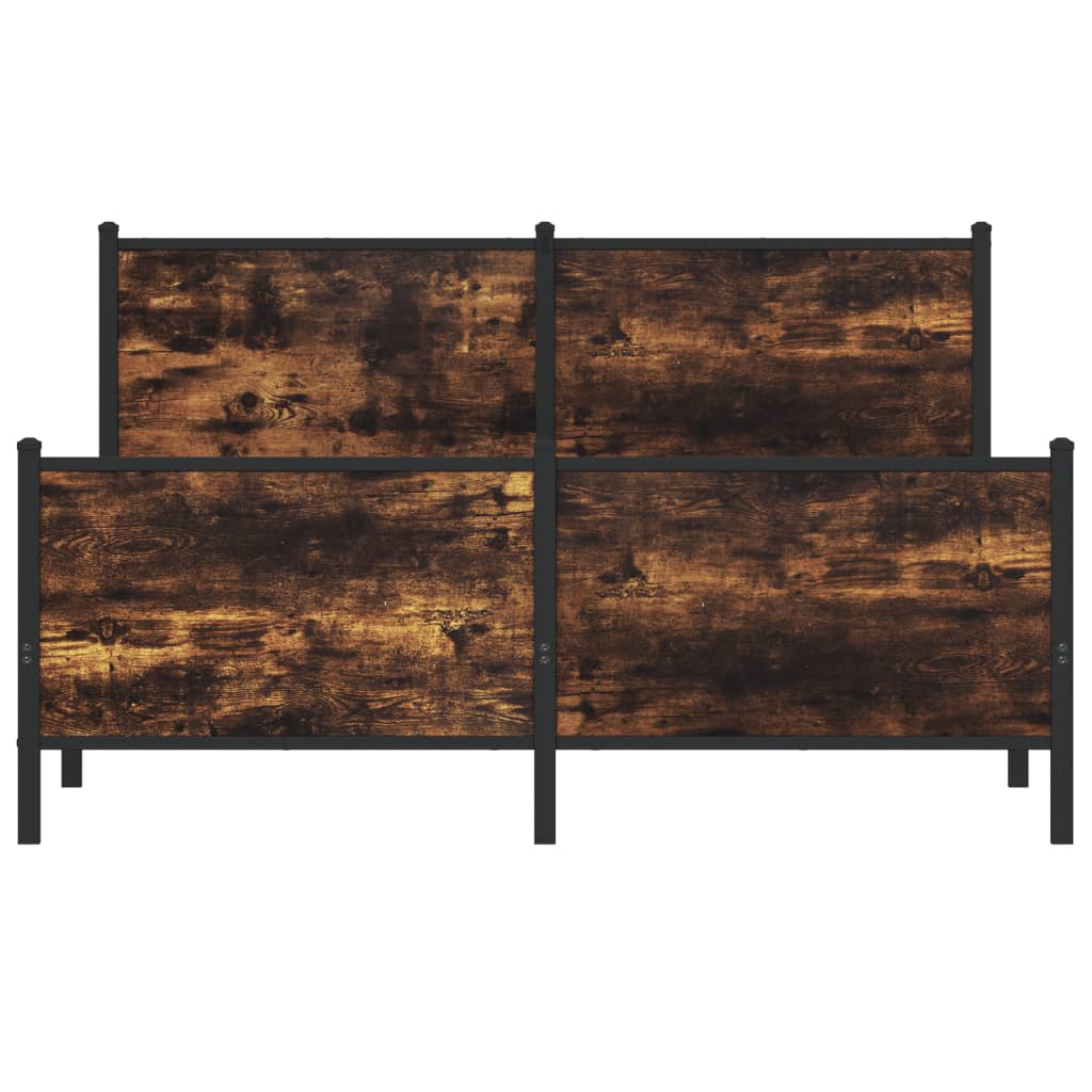 Metal Bed Frame without Mattress Smoked Oak 150x200 cm King Size