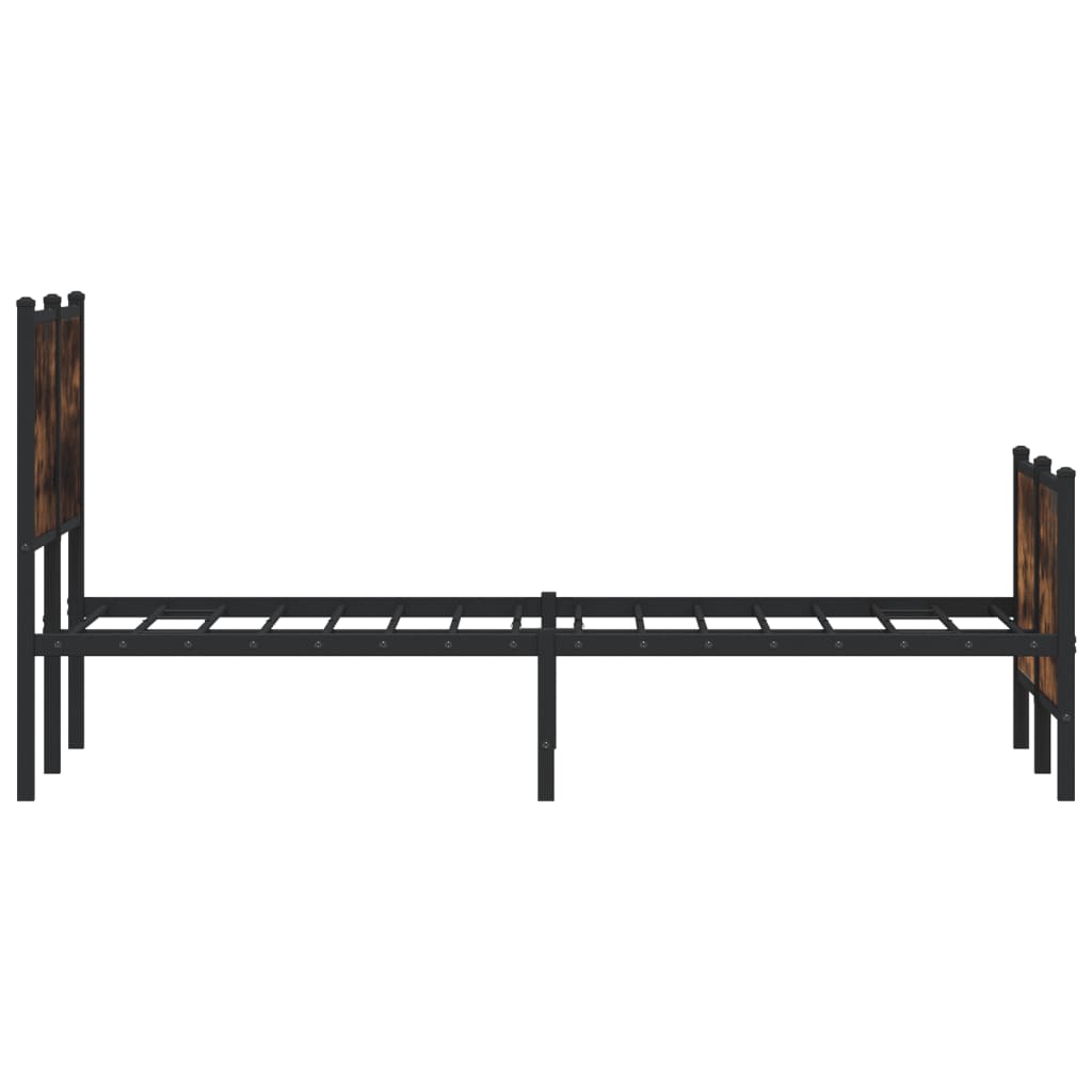 Metal Bed Frame without Mattress Smoked Oak 150x200 cm King Size
