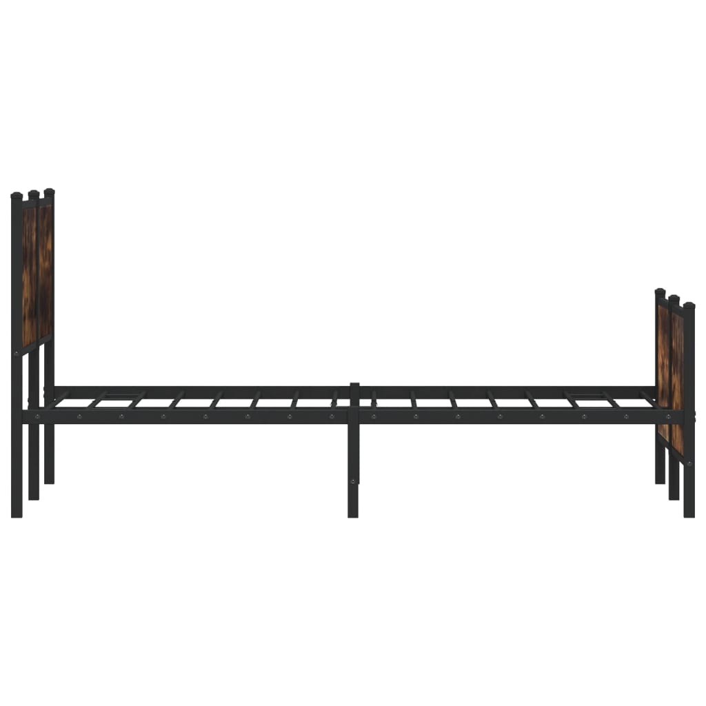 Metal Bed Frame without Mattress Smoked Oak 160x200 cm