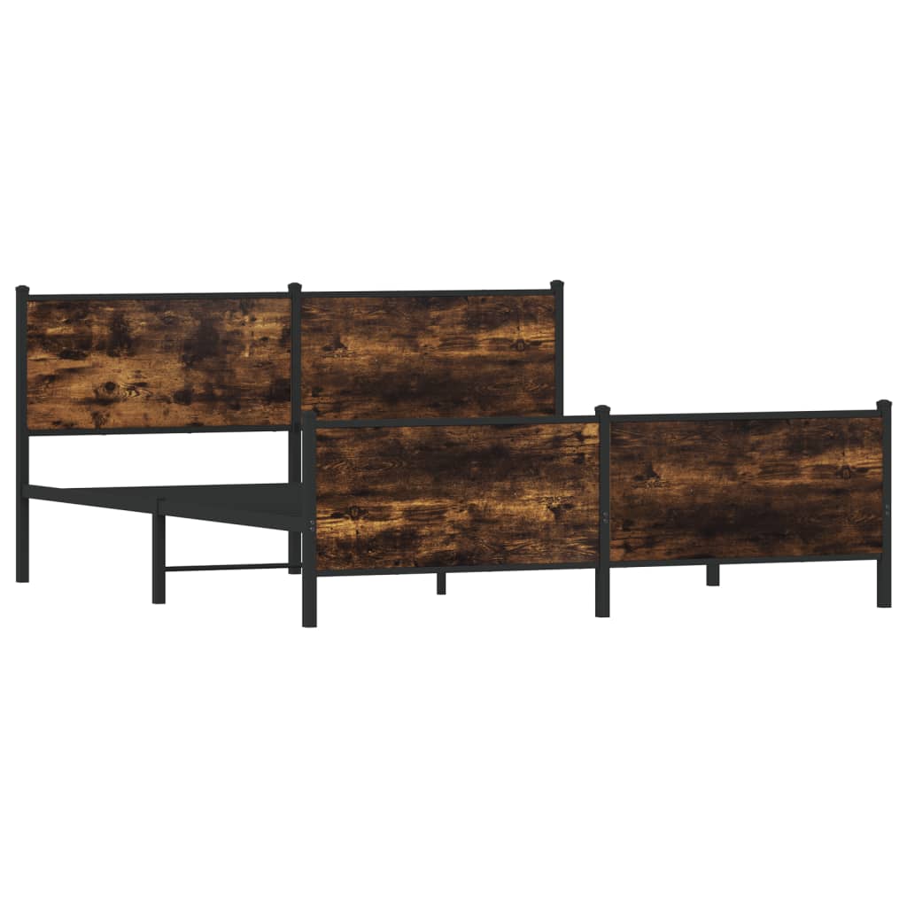 Metal Bed Frame without Mattress Smoked Oak 183x213 cm