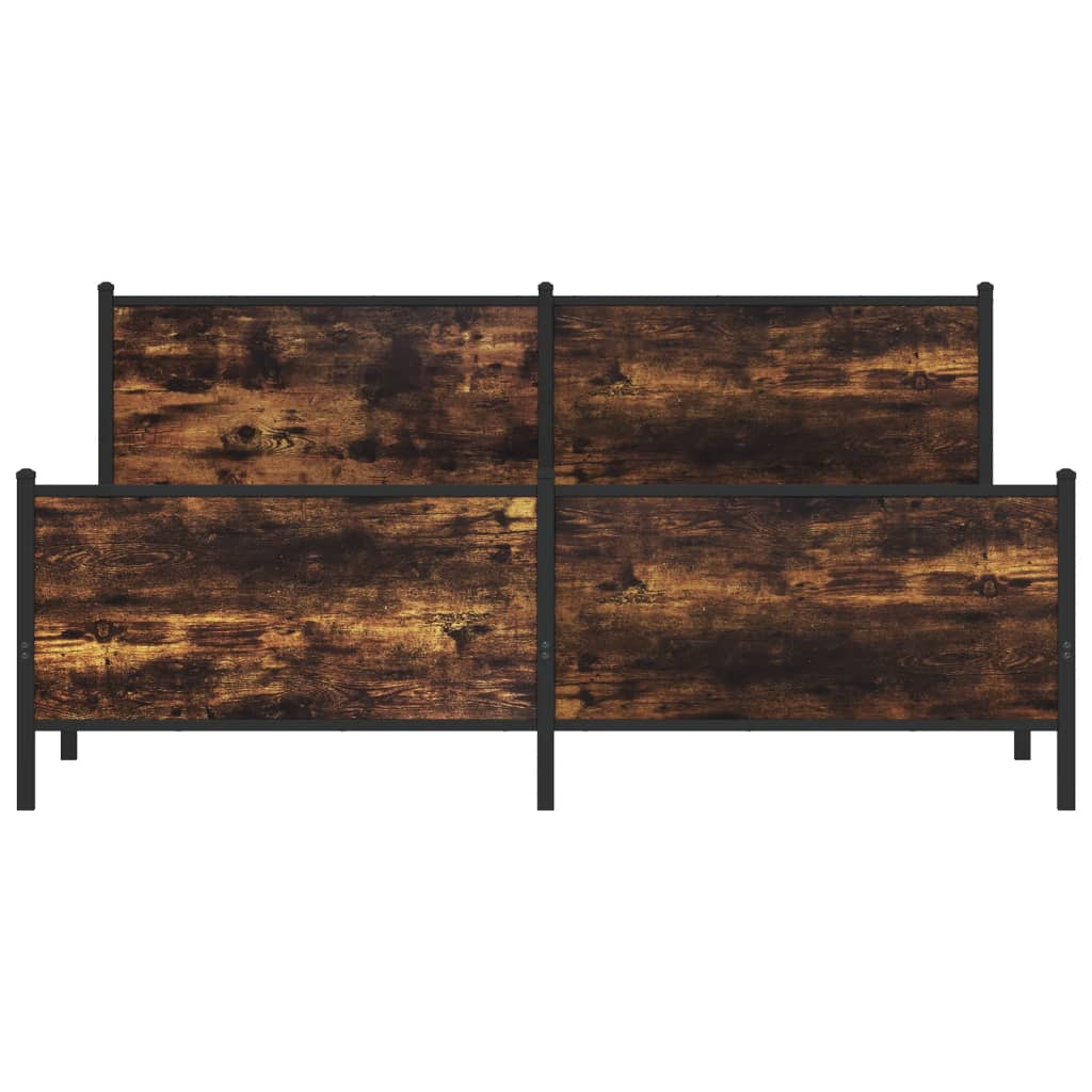 Metal Bed Frame without Mattress Smoked Oak 183x213 cm