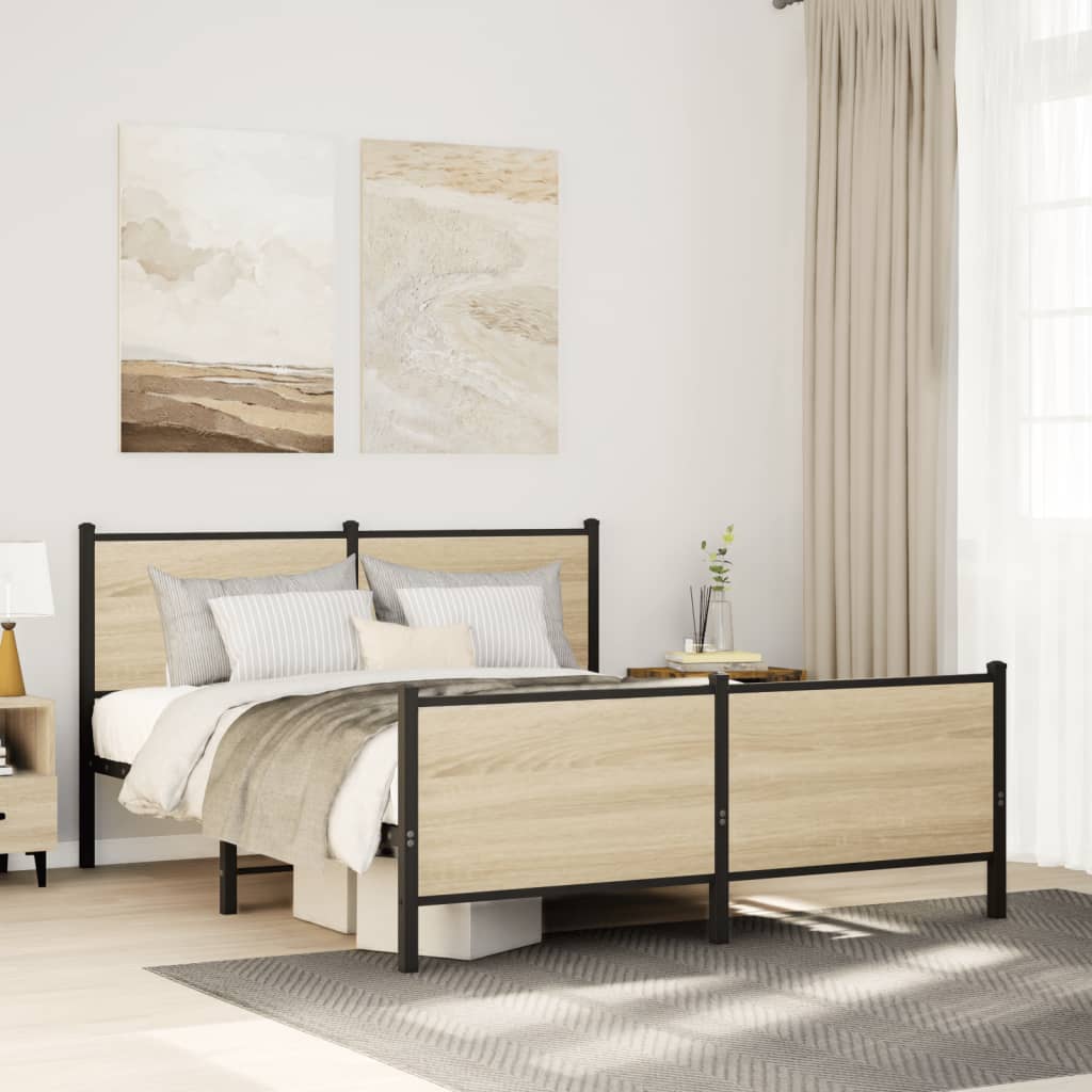 Metal Bed Frame without Mattress Sonoma Oak 150x200 cm King Size