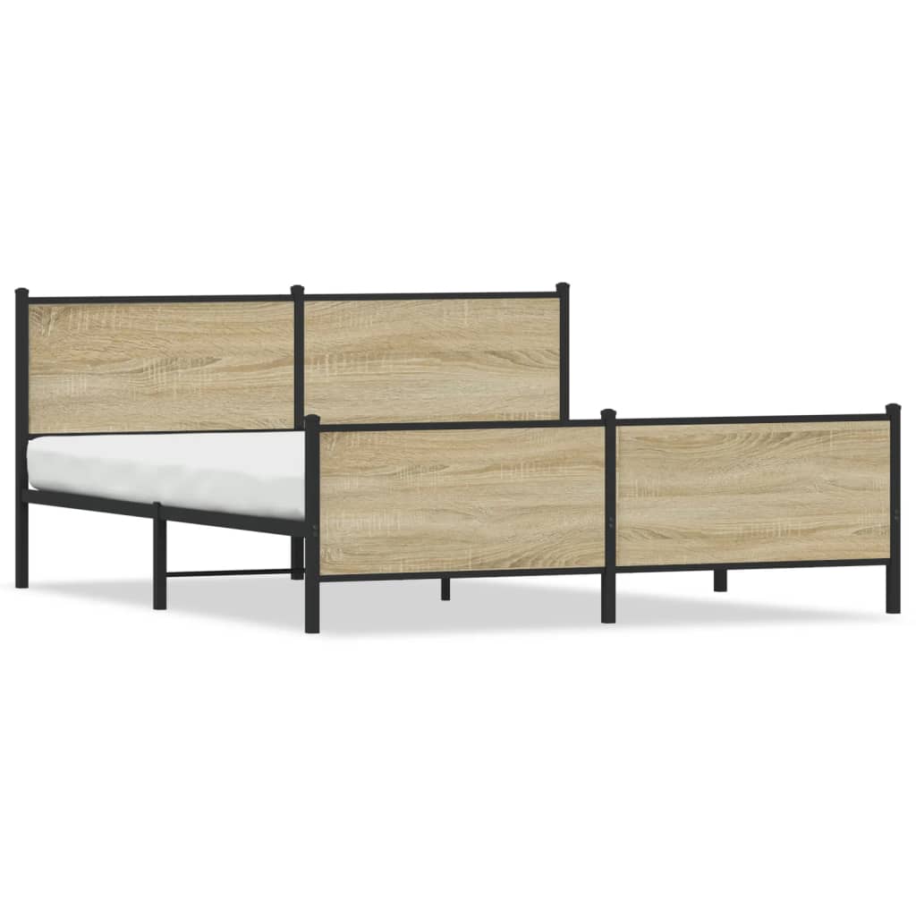 Metal Bed Frame without Mattress Sonoma Oak 180x200 cm Super King