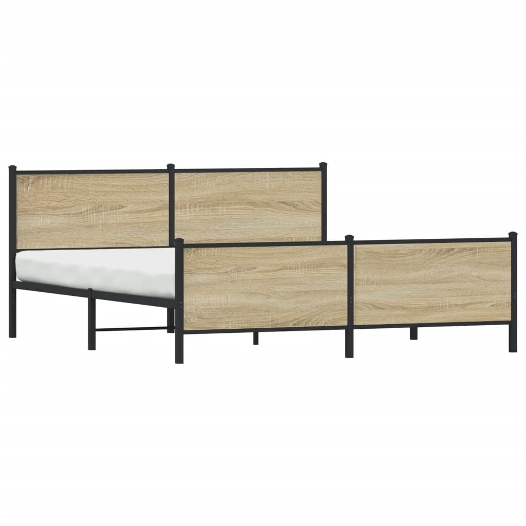 Metal Bed Frame without Mattress Sonoma Oak 180x200 cm Super King