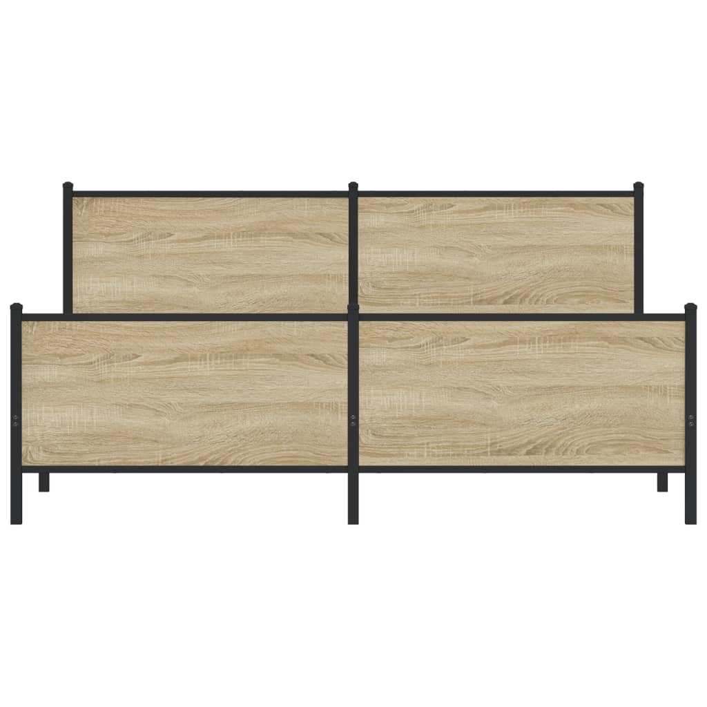 Metal Bed Frame without Mattress Sonoma Oak 180x200 cm Super King