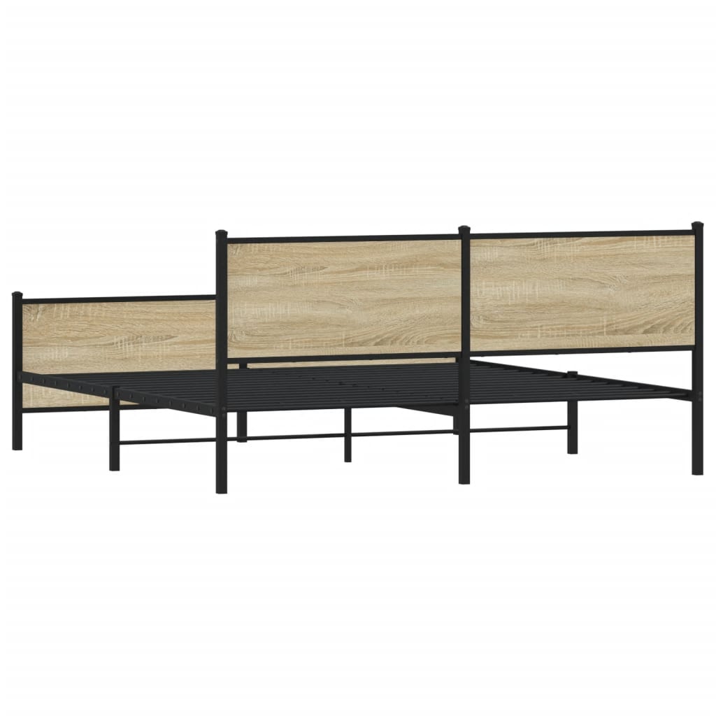 Metal Bed Frame without Mattress Sonoma Oak 180x200 cm Super King