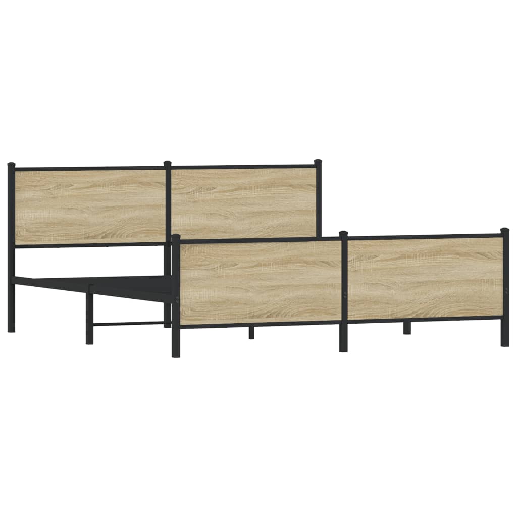 Metal Bed Frame without Mattress Sonoma Oak 193x203 cm