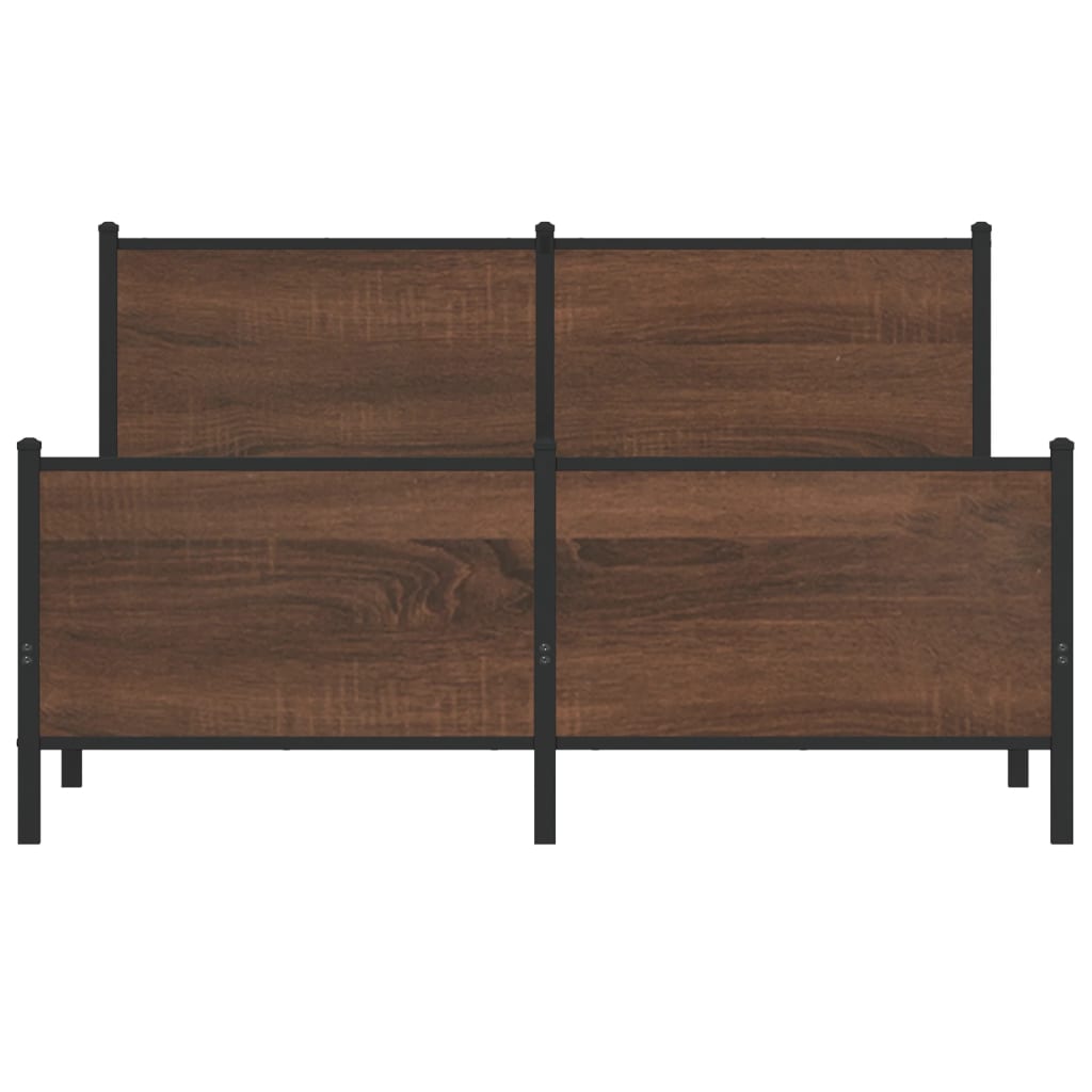Metal Bed Frame without Mattress Brown Oak 140x190 cm