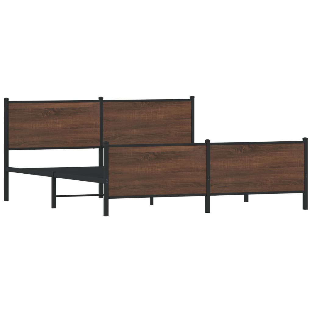 Metal Bed Frame without Mattress Brown Oak 183x213 cm
