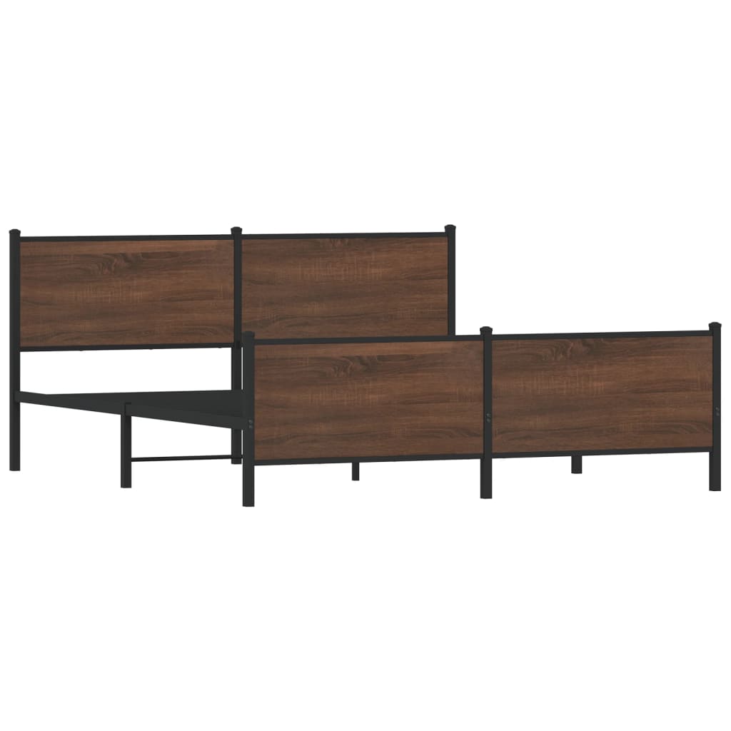 Metal Bed Frame without Mattress Brown Oak 200x200 cm