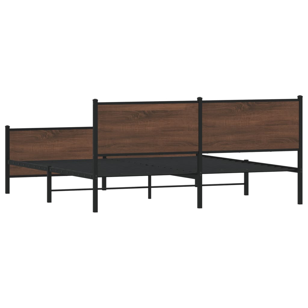 Metal Bed Frame without Mattress Brown Oak 200x200 cm