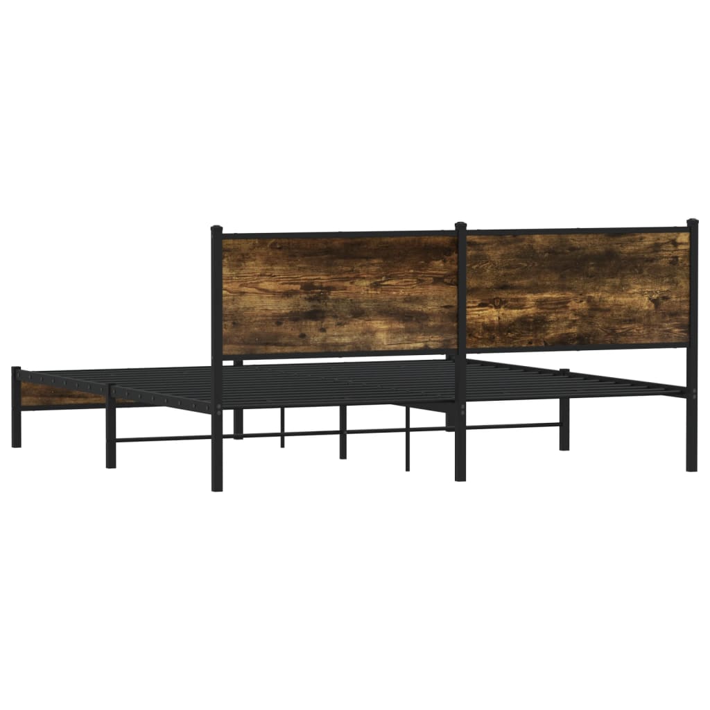 Metal Bed Frame without Mattress Smoked Oak 183x213 cm